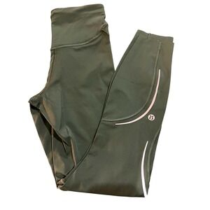 Lululemon base pace High Rise Reflective Running Leggings Forest Green 24 Inseam